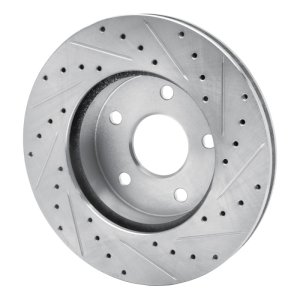 Jeep Grand Cherokee Brake Rotor (1) - Front Left - R1 Concepts - Drilled & Slotted - Silver - `99-`04